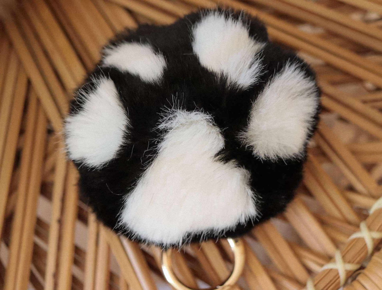 Faux fur Rabbit paw Keychain