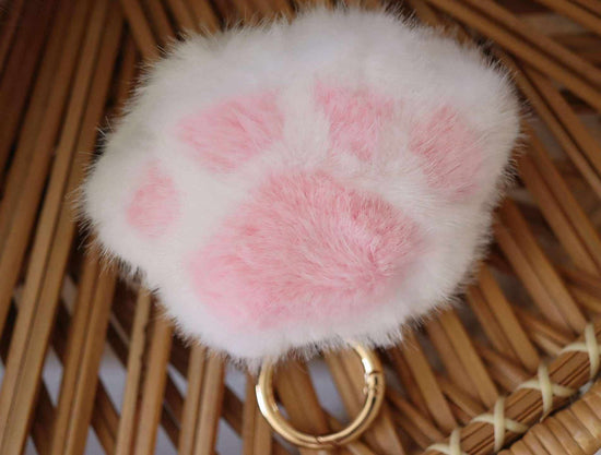 Faux fur Rabbit paw Keychain